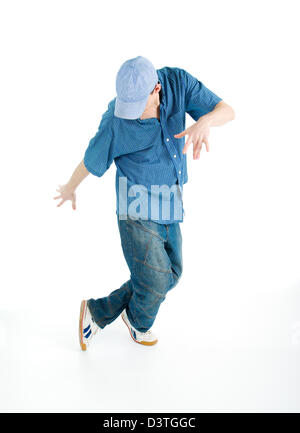 cool looking dancer posing on white background Stock Photo