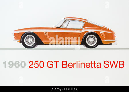 Graphic representation of a 1960 Ferrari 250 GT Berlinetta SWB, Ferrari Museum, Maranello, Italy Stock Photo
