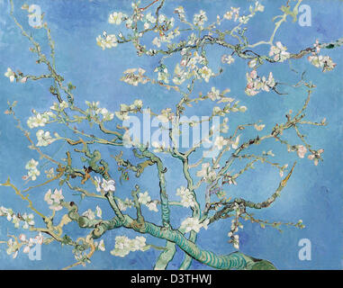 Vincent van Gogh, Branches with Almond Blossom. 1890. Japonism. Oil on canvas. Van Gogh Museum, Amsterdam, Netherlands. Stock Photo