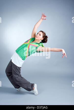 modern style dancer posing on gray background  Stock Photo