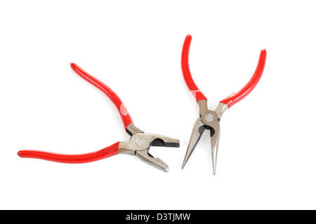 two different red pliers isolated on white Stock Photo