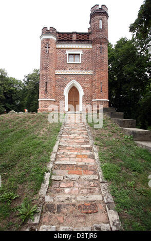 Dessau, Germany, the neo-Gothic gazebo or even snake house in Park Luisium Stock Photo