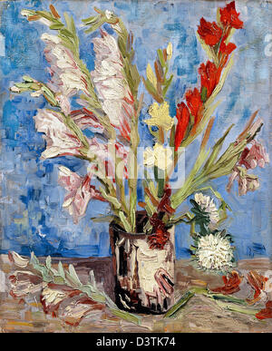 Vincent van Gogh, Vase with gladioli and China asters 1886 Oil on canvas. Van Gogh Museum, Amsterdam, Netherlands. Stock Photo
