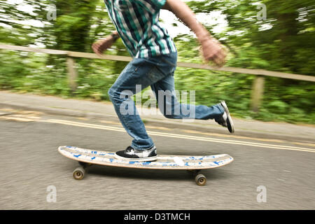 Skateboarding uphill, low section, St Agnes, Cornwall, UK Stock Photo