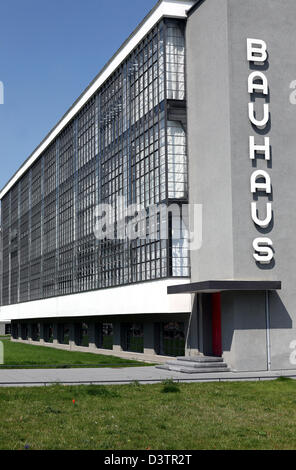Dessau, Germany, the reconstructed Bauhausgebaeude Stock Photo