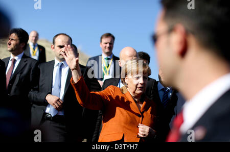 German Chancellor Angela Merkel visits the national park Goereme in Turkey, 25 February 2013. Merkel then travels further to Ankara. Photo: Kay Nietfeld Stock Photo