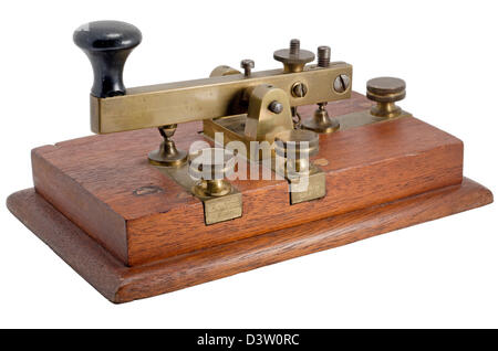 Old morse key isolated on white Stock Photo