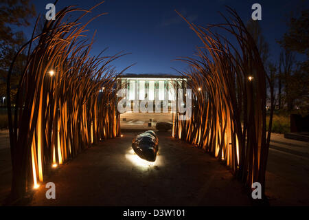 Fire and water sculpture by Judy Watson at Reconciliation Place Stock Photo