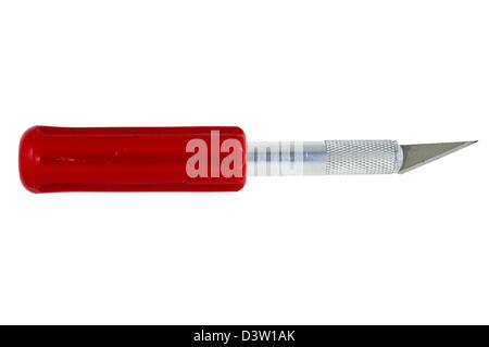 scalpel with red handle isolated on white background Stock Photo