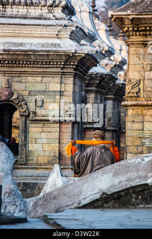 Sadhu, Pashupati Temple Complex, Kathmandu, Nepal Stock Photo