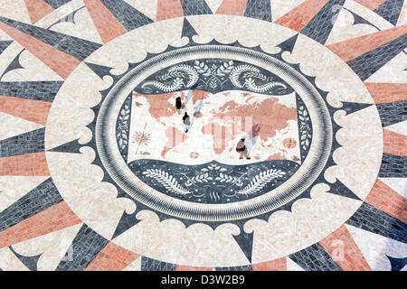 Lisbon, Portugal. The compass rose and mappa mundi. Stock Photo
