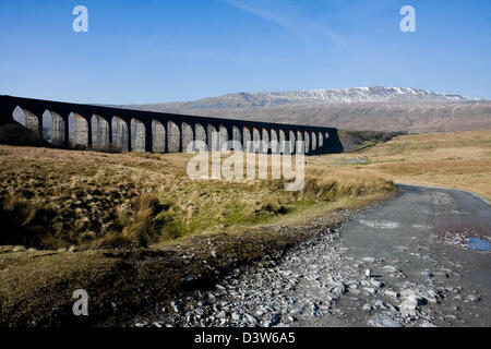 Ribblehead viaduct with Whernside in the distance Stock Photo