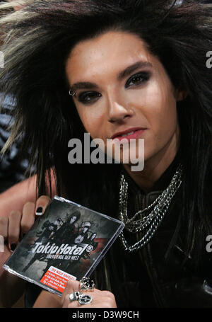 Bill Kaulitz (2nd R), singer of German teenie band 'Tokio Hotel', and ...