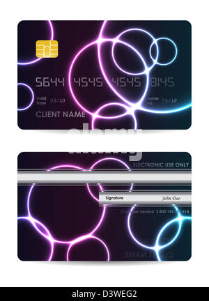 Realistic vector credit card, front and back view Stock Photo