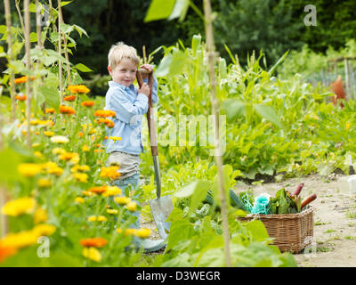 Children at the allotment Stock Photo