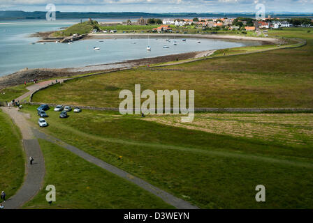 Lindisfarne, Holy Island, viewed from Lindisfarne Castle Stock Photo