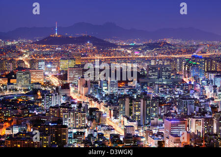 Downtown Seoul, South Korea skyline. Stock Photo