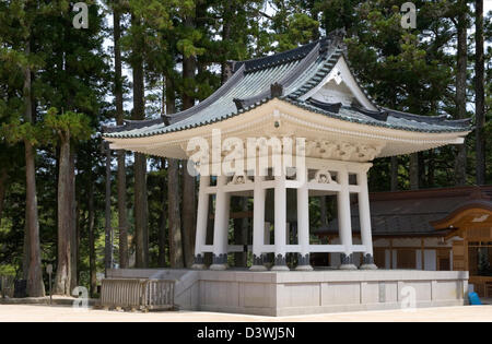 Bell tower at Danjo Garan in Kongobuji Temple complex on Koyasan, or Mount Koya, Wakayama, Japan. Stock Photo