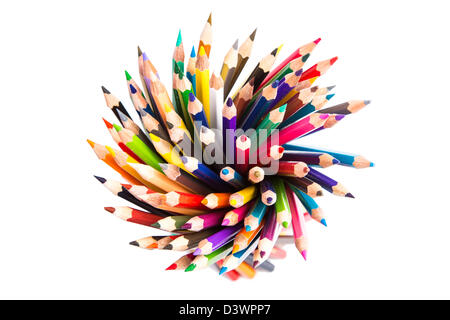 Colour pencils isolated on white background Stock Photo