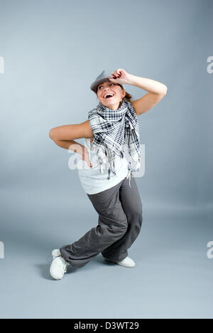 modern style dancer posing on gray background  Stock Photo