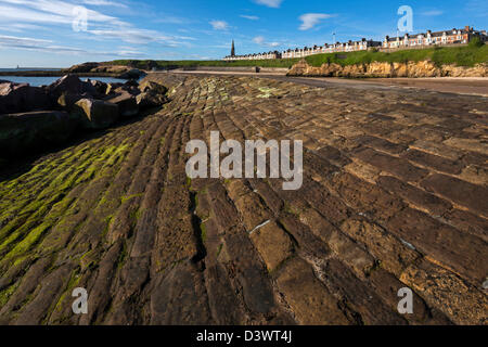 Cullercoats Bay and village, North Tyneside, Tyne and Wear Stock Photo