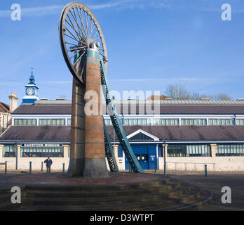 Old winding wheel memorial to the coal mining heritage of the Somerset ...