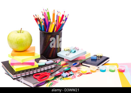 School and office stationary isolated on white. Back to school concept Stock Photo