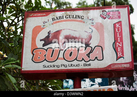 Famous Bu Oka, Babi Guling Restaurant, Ubud, Bali Stock Photo