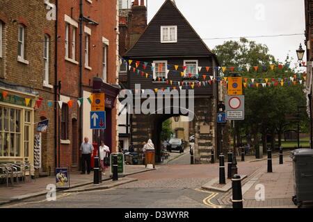 Bunting hung up in the Medway town of Rochester Stock Photo