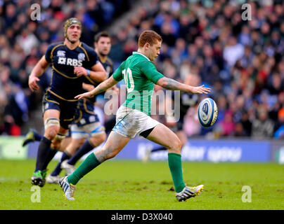 Edinburgh, UK. 24th February 2013. Paddy Jackson of Ireland - RBS 6 Nations - Scotland vs Ireland - Murrayfield Stadium - Edinburgh - 24/02/13 - Picture Simon Bellis/Sportimage/Alamy Live News Stock Photo