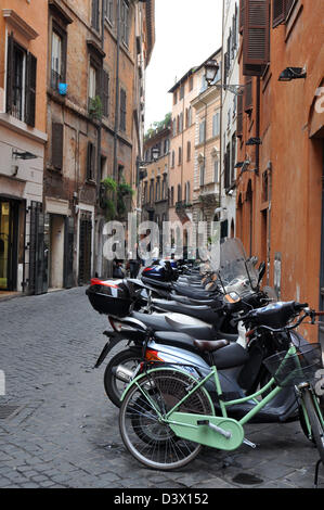 Motorbikes on a Rome Street, Italy Stock Photo