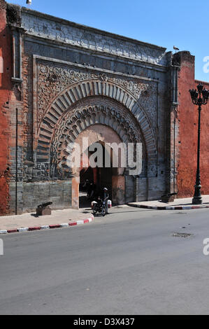 Bab Aguenaou city gate in Marrakesh, Morocco, Stock Photo