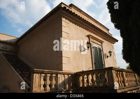 Balcony of a building, Taormina, Province of Messina, Sicily, Italy Stock Photo