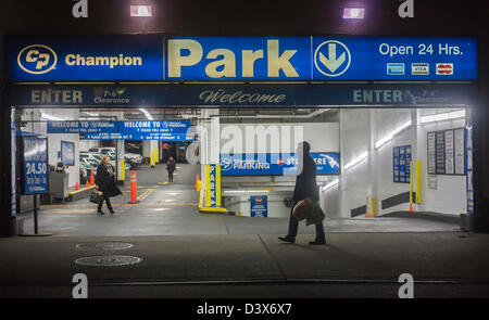 A entrance to a parking garage in Midtown Manhattan in New York is seen on Friday, February 22, 2013.(© Richard b. Levine) Stock Photo