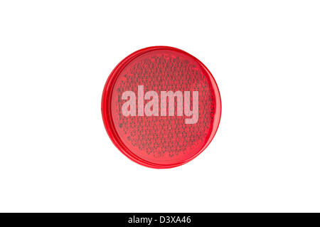 Red round reflectors isolated on white background. Stock Photo