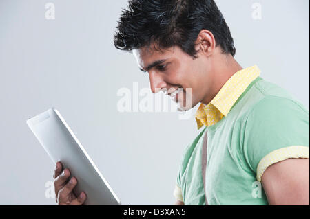 College student using a digital tablet Stock Photo