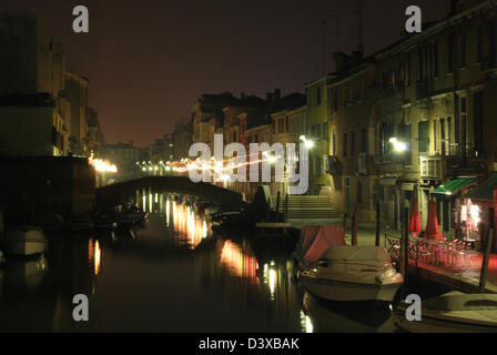 Venice canals by night, still peaceful and beautiful images. Stock Photo