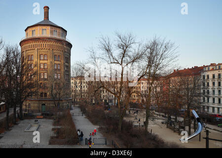Berlin, Germany, the water tower and old buildings in Prenzlauer Berg Stock Photo