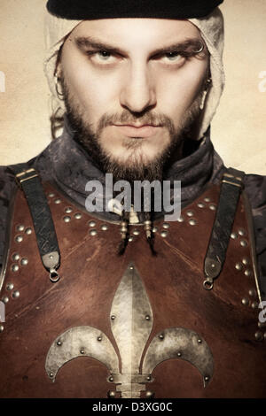 Medieval knight in armor Stock Photo