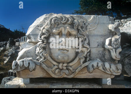 Head of Medusa at Didyma, Turkey Stock Photo
