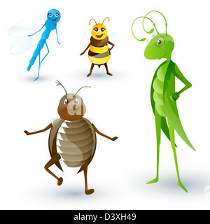 Set of Cartoon Insects Stock Photo