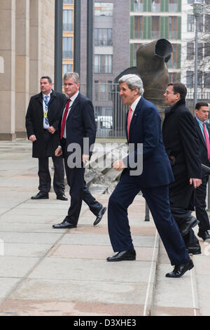 Berlin, Germany. 26th February 2013. German Foreign Minister, Guido Westerwelle receives the American counterpart, John Kerry in the Federal Foreign Office in Berlin for bilateral talks on international issues. The bilateral talks are followed by a meeting with the German Chancellor Angela Merkel in the Federal Chancellery. Credits: Credit:  Gonçalo Silva / Alamy Live News.