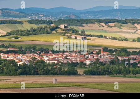 View over the village of Antoingt and the plain of Lembronnais, Puy de Dôme, Auvergne, France Stock Photo