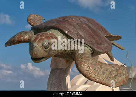 Statue of green turtle in Isla Mujeres, Mexico Stock Photo