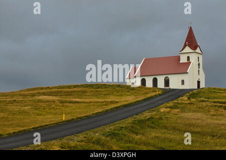 the old Lutheran church of Ingjaldsholl, near Snaefellsnes, west Iceland Stock Photo