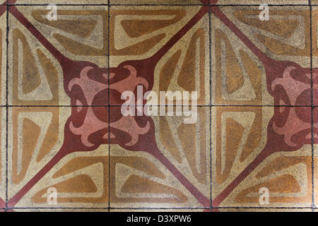 Modernist floor of hydraulic tiles in a flat of Eixample district Barcelona. Stock Photo