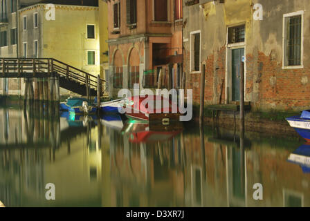 Venice canals by night, still peaceful and beautiful images. Stock Photo