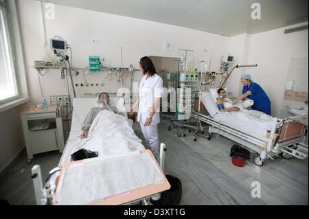 Sofia, Bulgaria, in the intensive care unit of a hospital Stock Photo