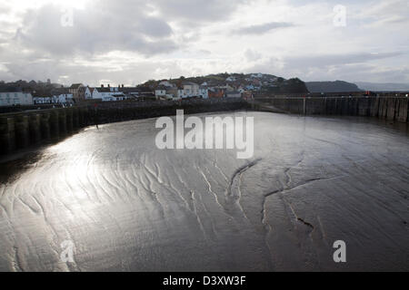 Mud in the harbour at low tide, Watchet, Somerset, England Stock Photo