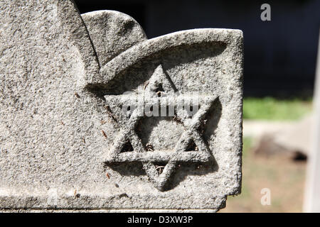 Star of David - Jewish symbol on an old Hebrew grave in Campo Verano cemetery, Rome.
